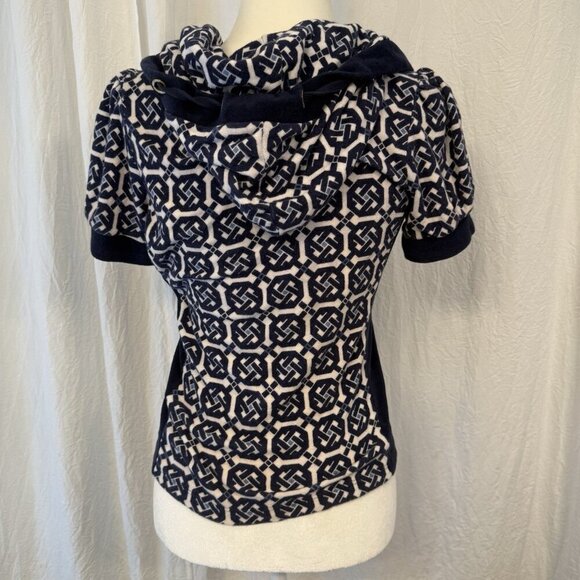 Vintage Juicy Couture French Terry Short Sleeve Hoodie Women Small Y2K Geometric - Picture 3 of 11